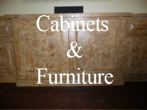 cabinets and furniture with label